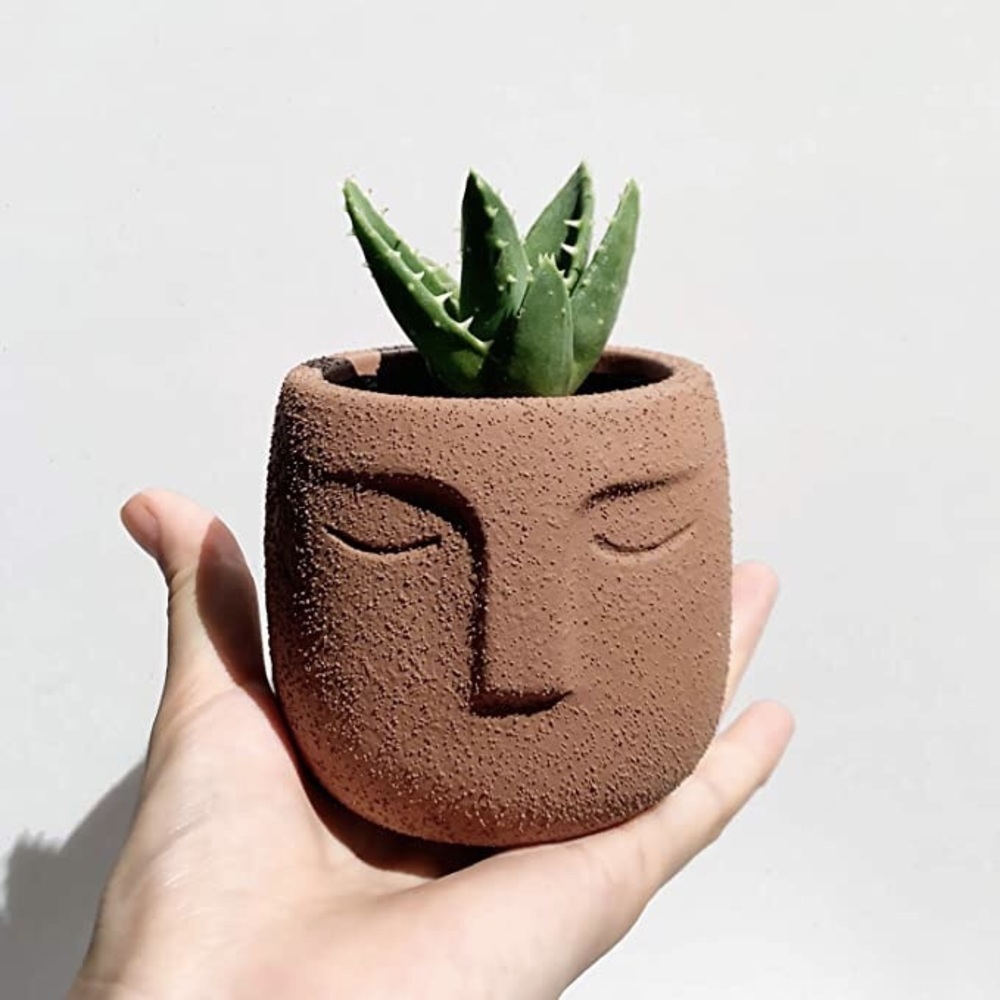 Set of 3 Boho Abstract Face Succulent Planters - Picture 6 of 7